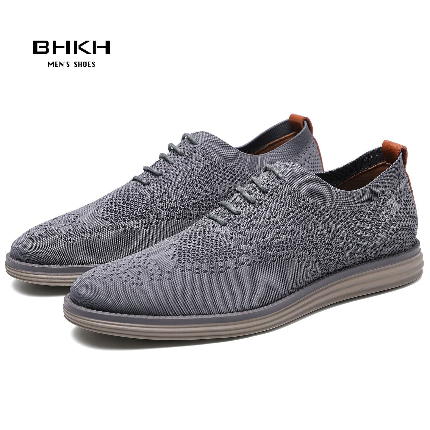 BHKH 2024 Breathable Knitted Mesh Casual Shoes Lightweight Smart Casual Shoes Office Work Footwear Men Shoes