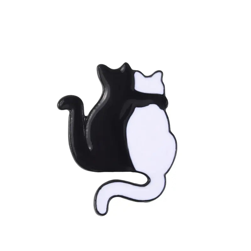 3pc Brooch For Men And Women Badge Chest Ornament Cartoon Animal Series Black And White Cat Embracing Shape