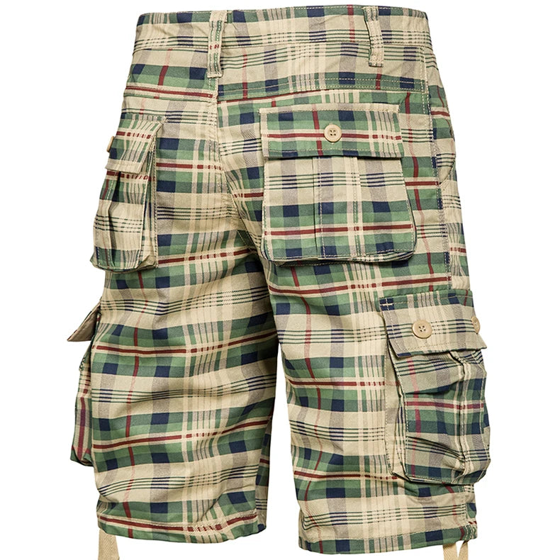 Men's Medium Pants Summer Cotton Comfortable Outdoor Sports Beach Pants Trend Plaid Shorts Loose Straight Large Size Cargo Pants