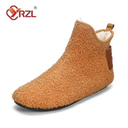 YRZL Winter Cotton Shoes Men High Top Warm Slip on Lightweight Slippers Men Plush Indoor Cotton Boots Men Winter Warm Shoes