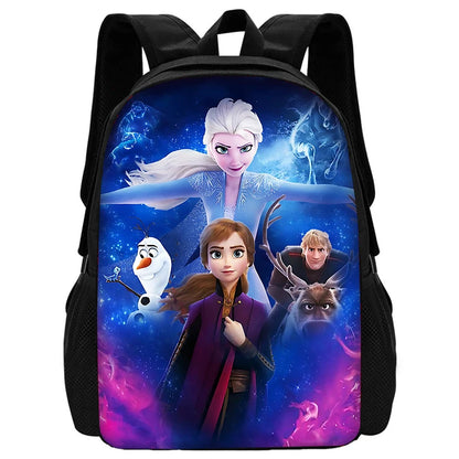 Frozen Princess Elsa Child School Backpack with Lunch Bags ,Pencil Bags ,Cartoon School Bags for Boys Girls Best Gift