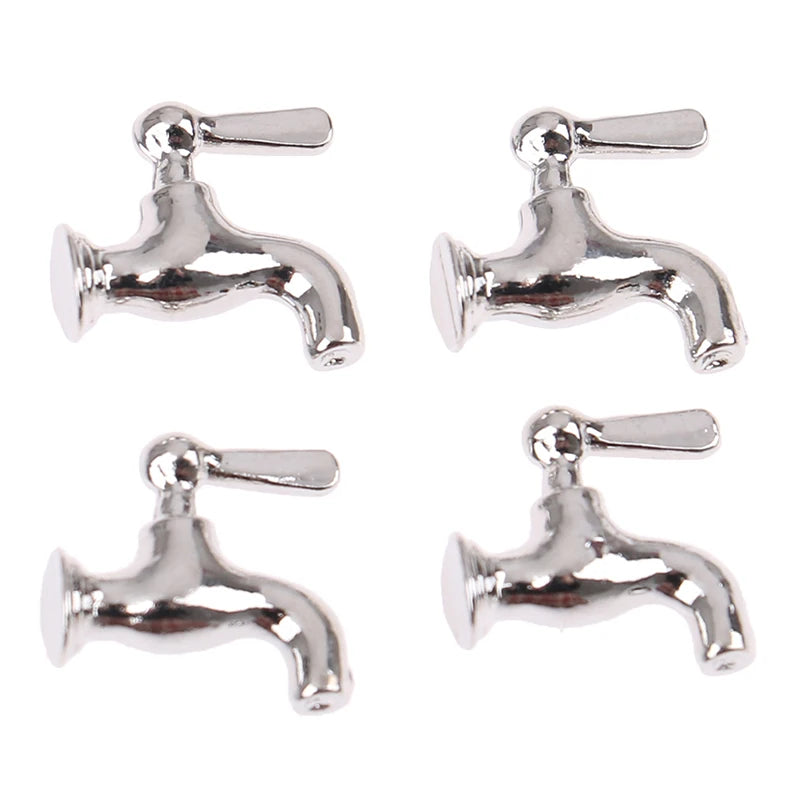 1-12pcs Dollhouse Miniature Faucet simulation model 1:12 Miniature Metal Water Tap Faucet Dollhouse Kitchen Bathroom Accessories