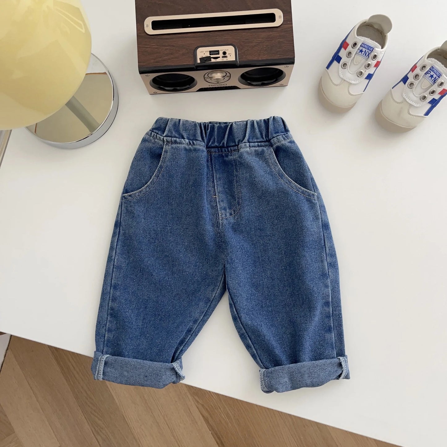 7277-1 Baby Boys Denim Pants Solid Color Infants Baby Pants Jeans Casual Pants