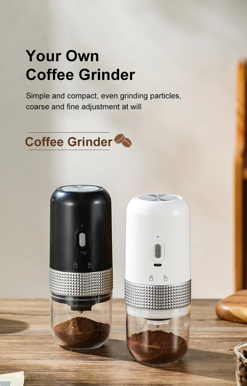 Electric Coffee Bean Grinder USB Charging Mini Coffee Bean Mill Grinder Espresso Spice Grinder for Kitchen