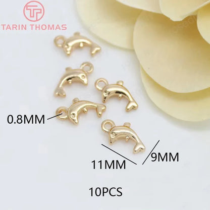 (129) 12x23MM 24K Gold Color Plated Brass Fish Charms Pendants High Quality Jewelry Accessories