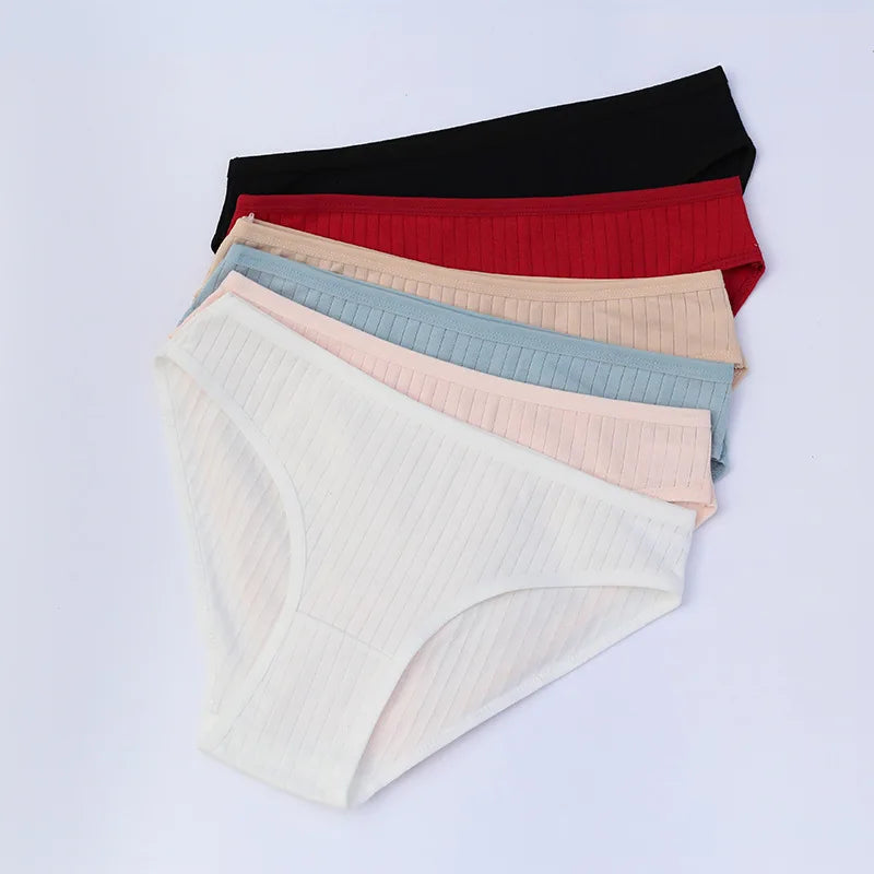 6pcs Pure Cotton Underwear Cute Girl Underwear Medium Waist Large Size Breathable Triangle Women's Underwear