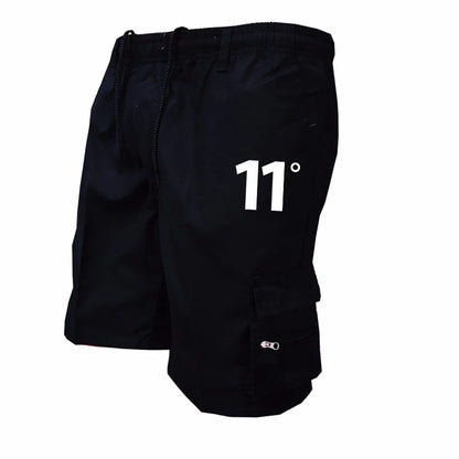 Outdoor Cargo Shorts Male Overalls Elastic Waist Cycling Multi-pockets Loose Work Short Pants Beach Sport Printed Trousers