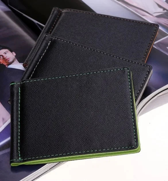 New Solid Color Men Wallet Small Short Skin Wallets Purses PU Leather Money Clips Sollid Thin Wallet  Men Purses 4 Colors