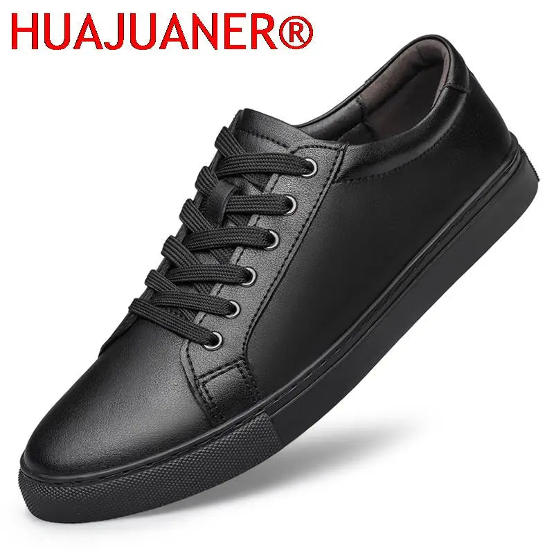 Men's Genuine Leather Casual Shoes Black Sneakers Men Autumn Shoes Man Fashion New Arrival Handmade Outdoor Leisure Walk Flats