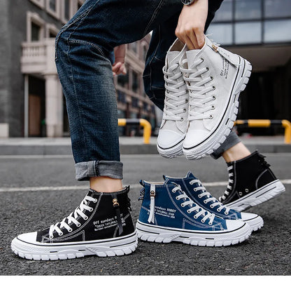 Men‘s Canvas Shoes Men Fashion Summer Casual Sneakers Student Casual Shoes High Top Man Vulcanize Shoes 2023 Spring Autumn