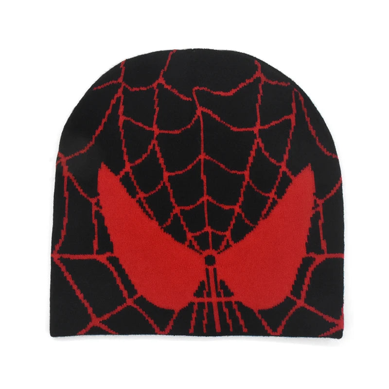 Y2K Gothic Spider Pattern Wool Acrylic Knitted Hat Women Beanie Winter Warm Beanies Grunge Hip Hop Casual Skullies Outdoor Cap