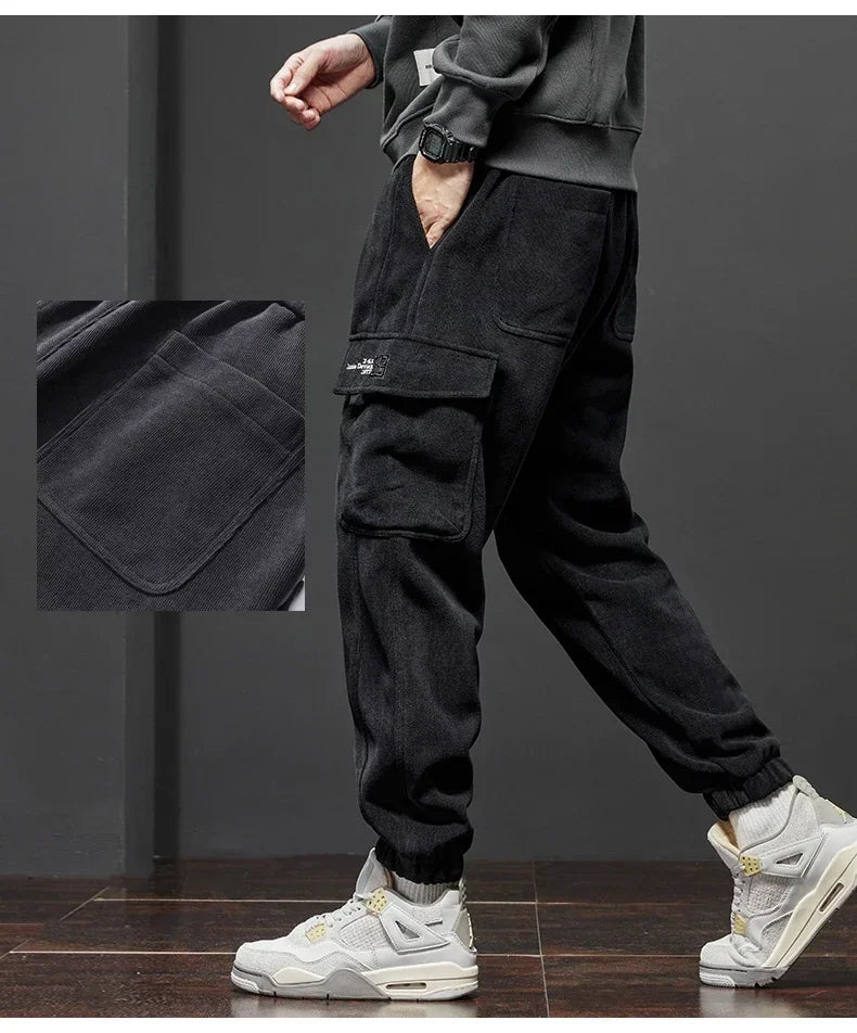 Spring Autumn New Style Elastic Waist Casual Pants for Men Stretch Straight Drawstring Harem Jogging Sports Long Pants Male