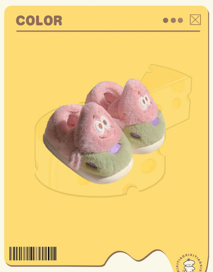 Parent-child Home Slippers Women Bedroom Non Slip Soft Sole Baby Shoes Winter Cute Plush Cotton Slippers Man Couple Slipper