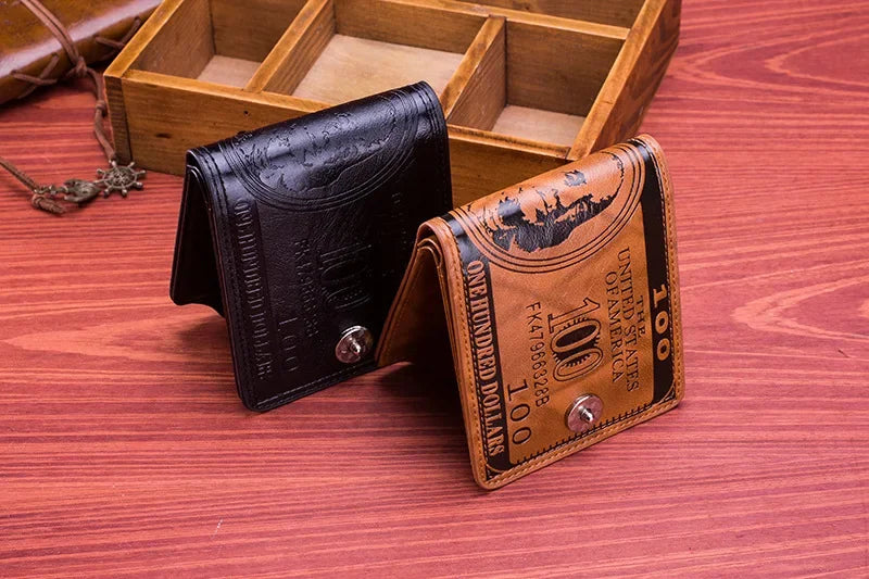 Slim Wallet for Men US $100 Dollar Bill Wallet PU Leather Billfold Card Holder Purse Pu Leather Card Holder Wallet