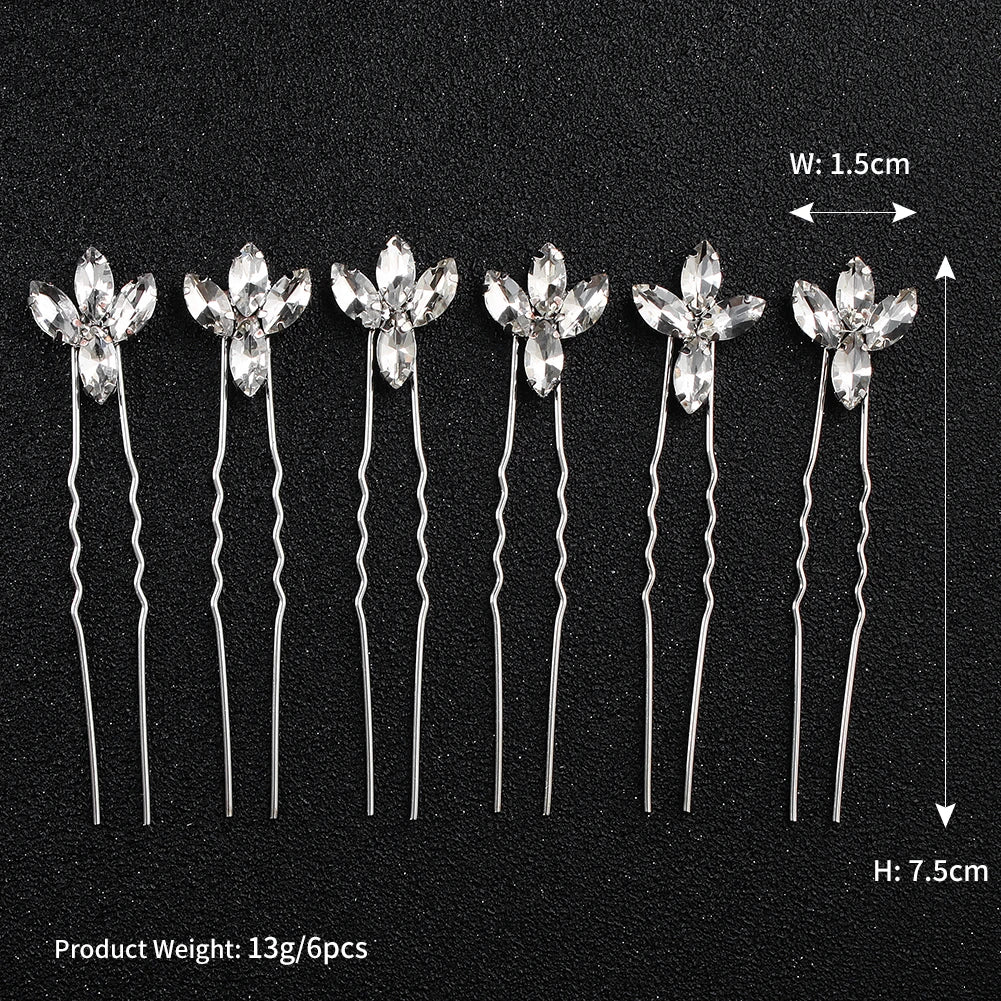 Rhinestone Hair Pins Forks Clips for Women Bridal Wedding Hair Accessories Pearl Hairpins Bride Headpiece Jewelry Gift Wholesale