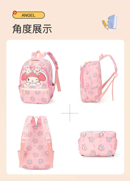 Anime Hello Kitty Kuromi Melody Kids School Bag Cartoon Cute Boys and Girls Travel Backpack 1-2 Grade Elementary School Backpack