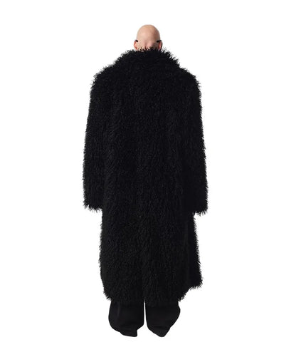 Men and women's lamb fur coat beach wool long coat toka roll wool trench coat