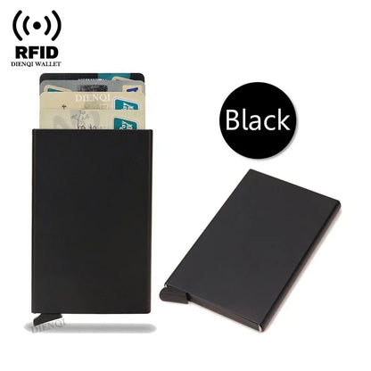 Rfid Credit Card Holder Metal Thin Slim Smart Wallet Men Women Wallets Pop Up Minimalist Small Black Purse Mini Walets for Men