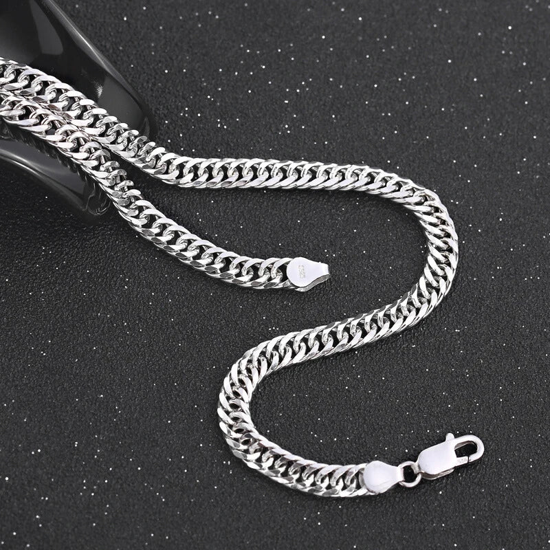 925 Sterling Silver 6MM geometric Chain Bracelets Neckalces for Women Men fashion Party wedding Gifts punk jewelry sets