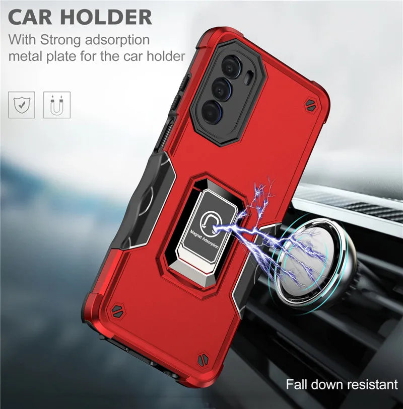 For Motorola Moto G22 G32 G42 G52 Case Shockproof Armor Ring Stand Bumper Phone Back Cover For Moto E20 E30 E40 E32 Cases