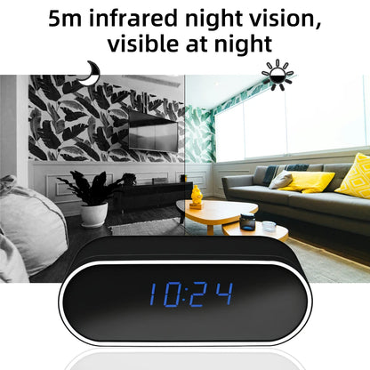 Wireless mini clock camera supports WiFi night vision IP HD 4K camera, used for home and office monitoring, nanny network cam