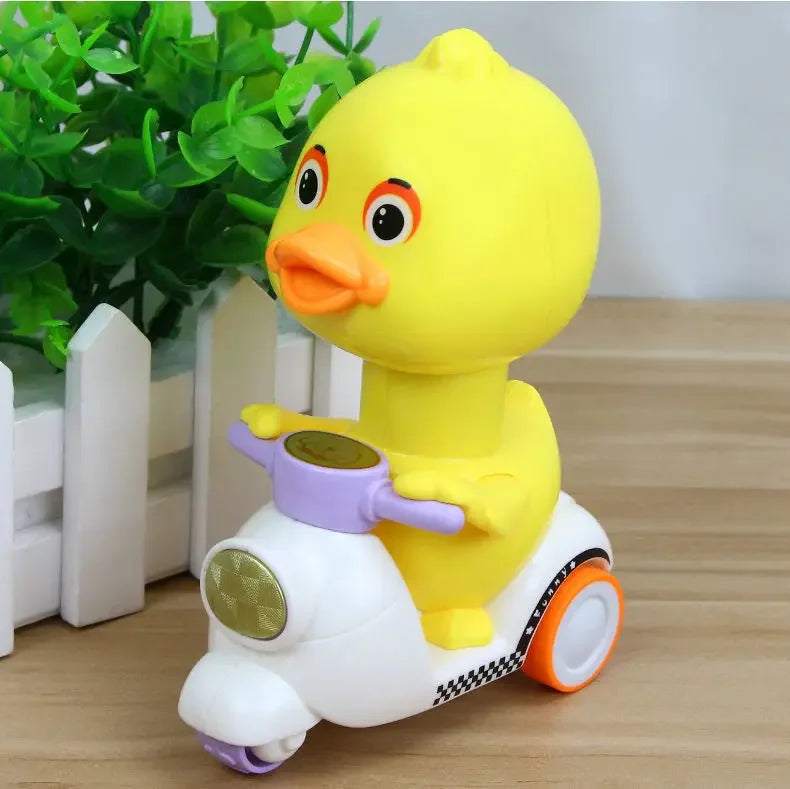 Cute Little Yellow Duck Car Inertia Squeeze Drive Funny Cars Baby Clockwork Boy Girl Toys Children's Toy 360 Degree Rotating