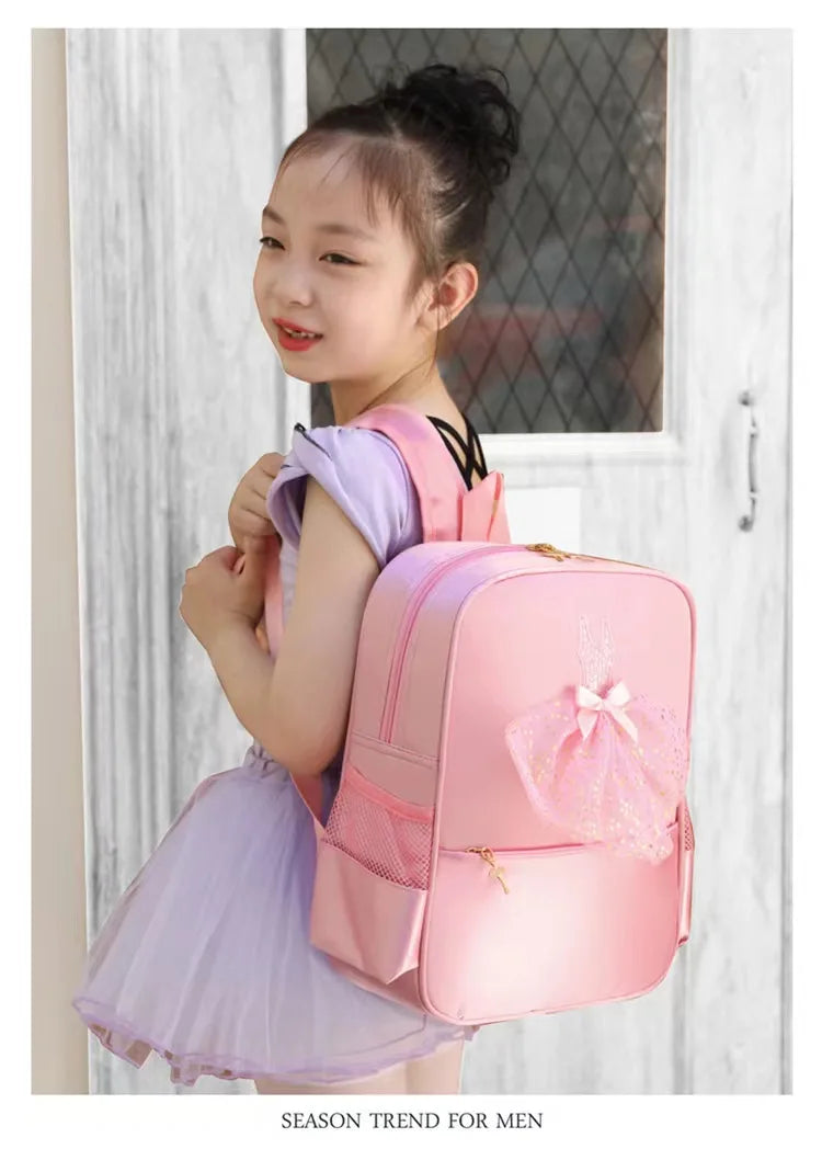 Fashionable Kids Boutique Dance Bag Pink and Purple Children Cute Waterproof Yoga Backpack for Girls