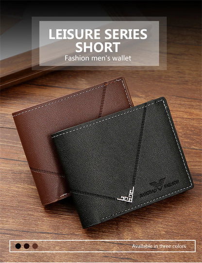 Men's Short Design Causal Purses Male Folding Wallet Coin Card Holders High Quality Slim Money Bag New Hot Men PU Leather Wallet