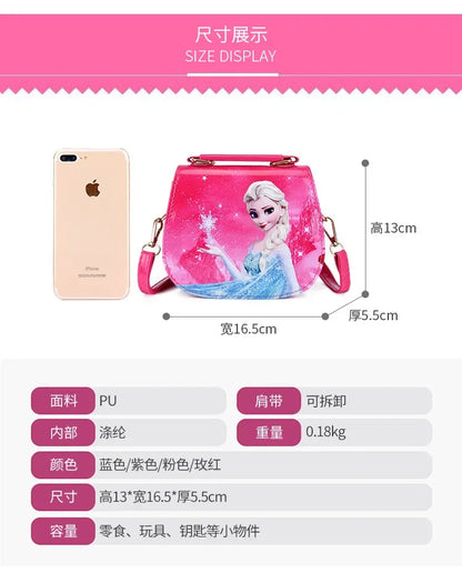 Cute cartoon anime Elsa princess messenger bag fashion girl handbag small bag baby shoulder messenger bag