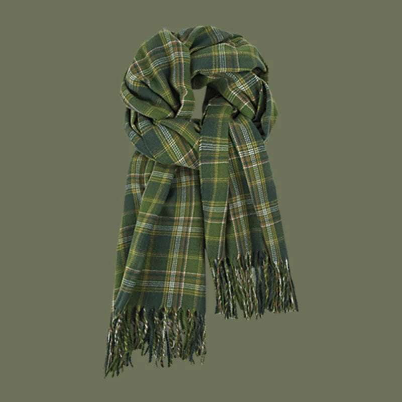 New 2023 Imitation Cashmere Women Scarf Winter Preppy Style Vintage Plaid Scarve Pashmina Mujer Foulard Blanket Wrap Shawl Pareo