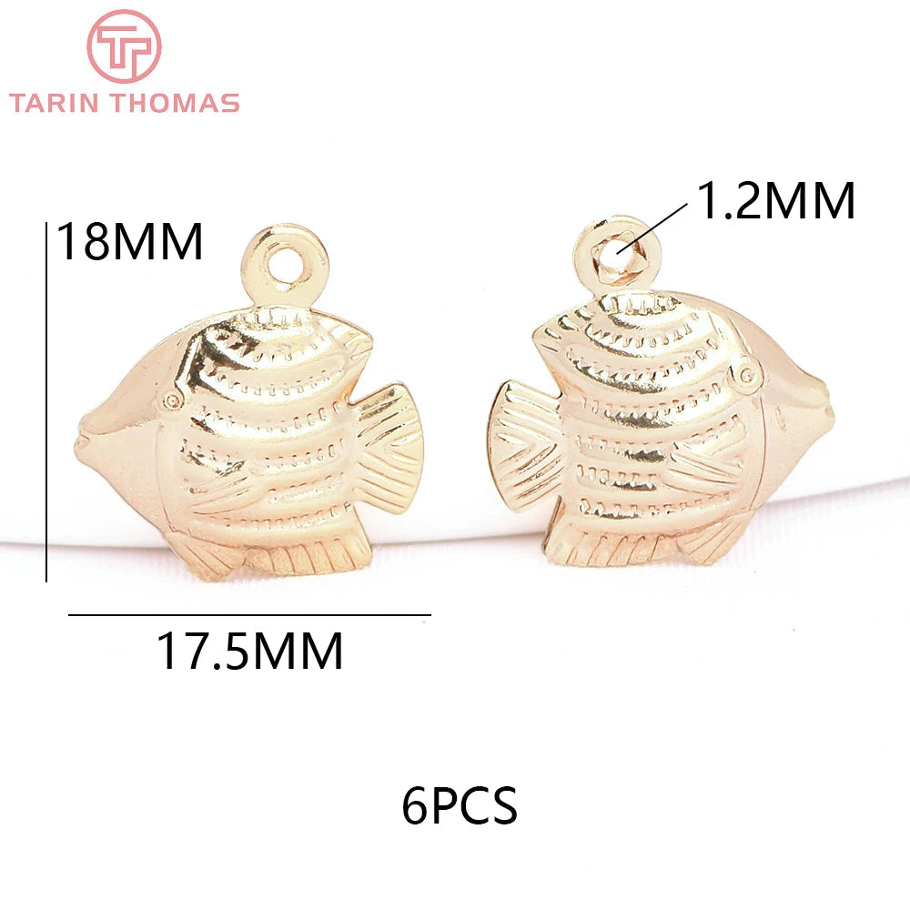 (129) 12x23MM 24K Gold Color Plated Brass Fish Charms Pendants High Quality Jewelry Accessories