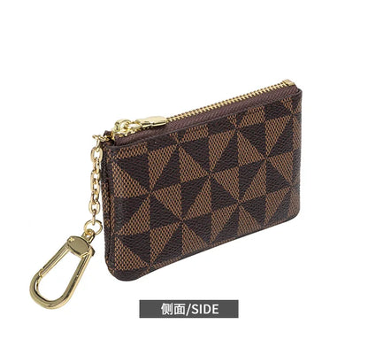 Luxury Designer Coin Key Storage Bag with Chain Women Mini Coin Purse Plaid Leather Small Zipper Wallet Ladies Keychain Purses