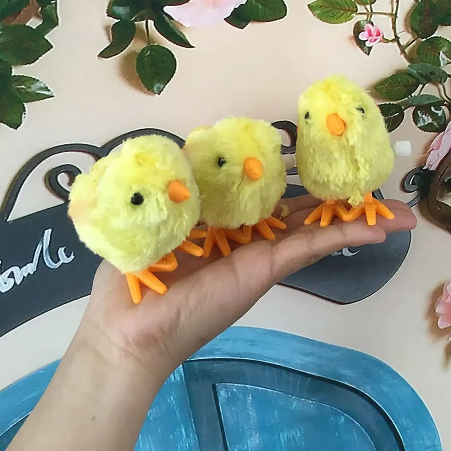 5pcs Novelty Jumping Chicken Easter Wind Up Chick Toys Gag Plush Baby Chicks Toys Favors Supplies Props Gift for Kids Boys Girls