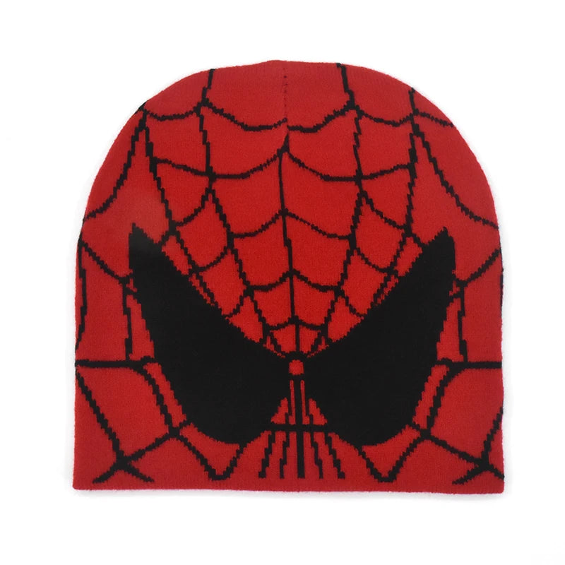 Y2K Gothic Spider Pattern Wool Acrylic Knitted Hat Women Beanie Winter Warm Beanies Grunge Hip Hop Casual Skullies Outdoor Cap