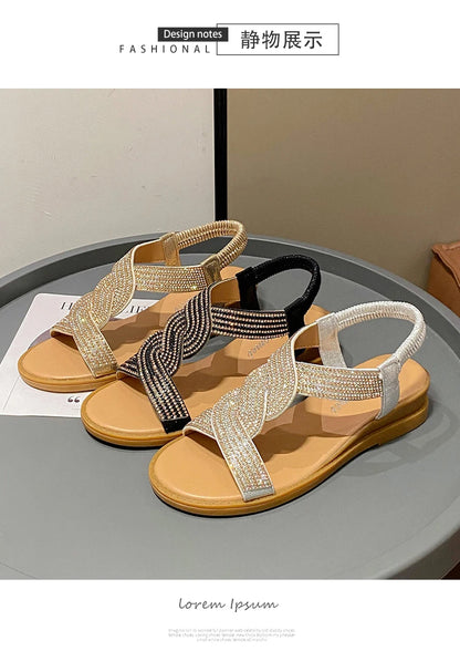 Sandals Women 2025 New Summer Wedge Heel Soft Sole Elevated Casual Roman Sandals Small Womens Shoes Sandalias Mujer Sandal Q322