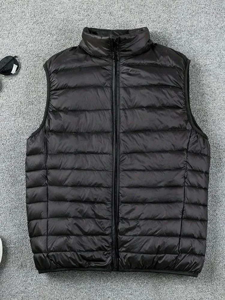 2024 Ultralight Sleeveless Puffer Vest Jacket Ultra Thin Warm Lightweight Down Jacket Waistcoat Winter Men Duck Down Vest Coats