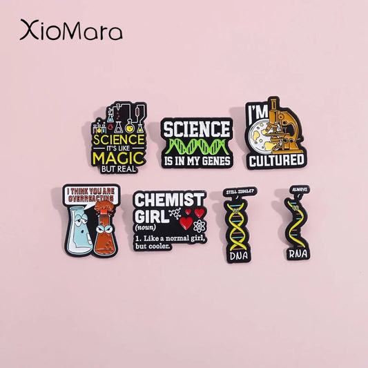 Chemical Structure Molecule Proton Enamel Pins Science Is In My Genes Brooches Lapel Badges Jewelry Gift For Physicists Chemists