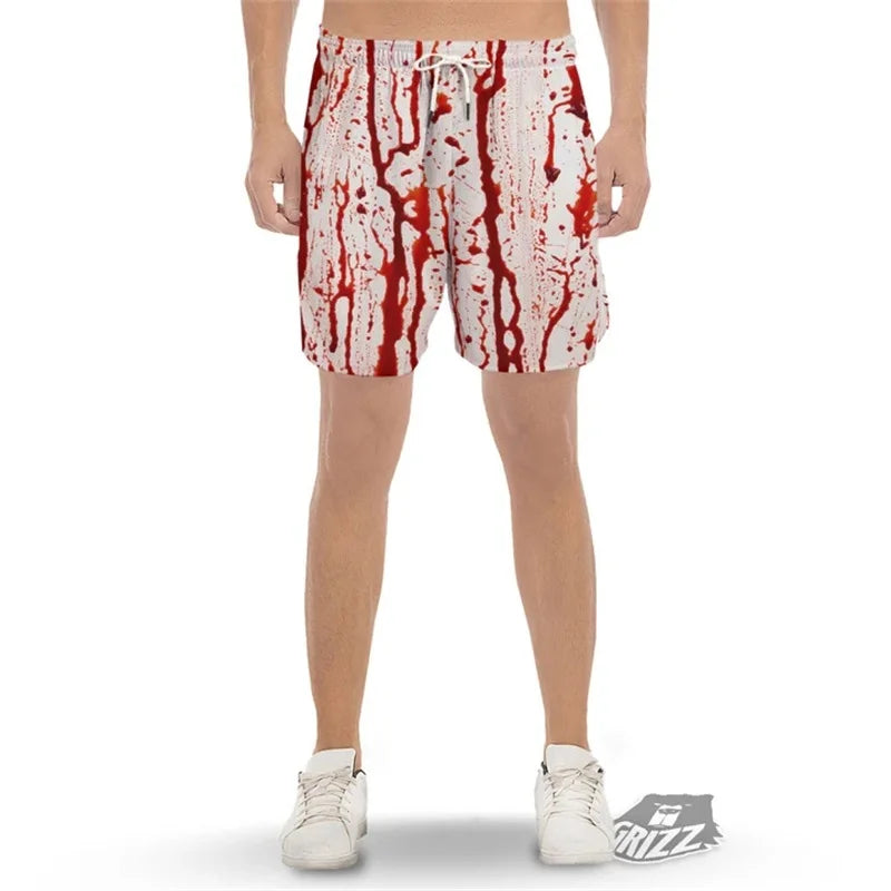 Men Summer Swimwear Beach Shorts Digital Print Blood Graphic Surf Board Shorts Men Swimming Trunks Quick Dry Beachwear