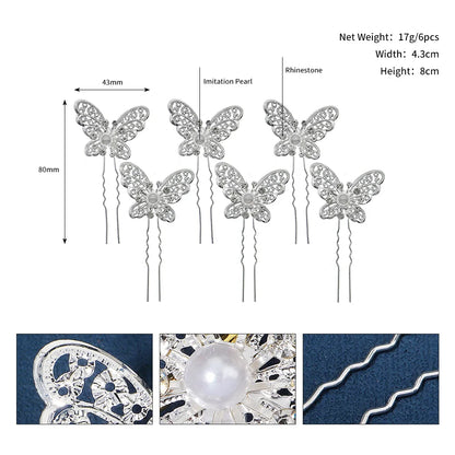 Rhinestone Hair Pins Forks Clips for Women Bridal Wedding Hair Accessories Pearl Hairpins Bride Headpiece Jewelry Gift Wholesale