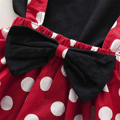 2Pcs/Set Cartoon Polka Dot Baby Girl Evening Dresses Bow Kids Birthday Party Princess Toddler Children Clothes Suit 0 To 4 Years