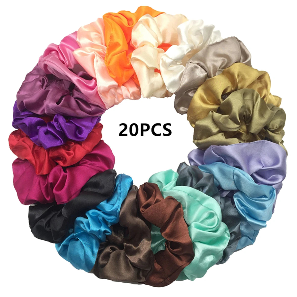 50/40/20pc Vintage Satin Scrunchies Girls Elastic Hair Bands Ponytail Holder Ties Rubber Bands Fashion Women Accessories Solid