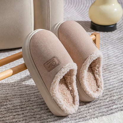 Comwarm Winter Plush Slippers For Women Indoor Antiskid Warm Cotton Slippers Fur Fluffy Flat Home Slides Lady Casual Furry Shoes