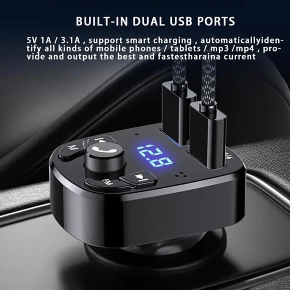 Car Mp3 Player Dual Usb Fast Charger Fm Bluetooth Receiver Bluetooth Compatible 5.0 Fm Transmitter Usb Flash Drive Plug Car Kit