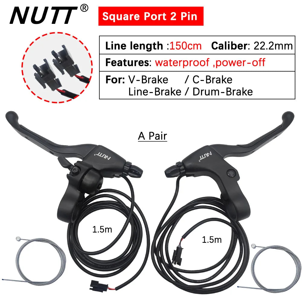 NUTT E-Bike Scooter Electric Brake Lever Bike Bicycles 22.2MM With Bell For Bicycles V-Brake / C-Brake / Line-Brake / Drum-Brake