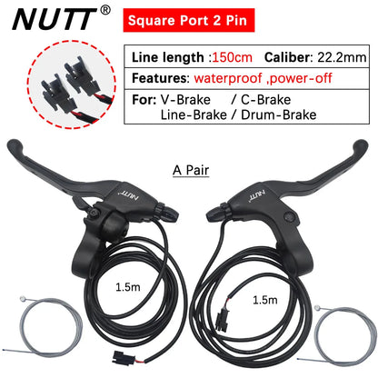 NUTT E-Bike Scooter Electric Brake Lever Bike Bicycles 22.2MM With Bell For Bicycles V-Brake / C-Brake / Line-Brake / Drum-Brake