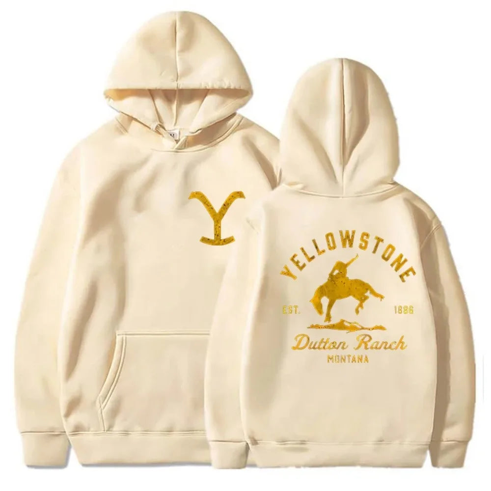 Classic Fashion Yellowstone Dutton Ranch Printed Hoodies for Men and Women Buttoned Hoodied Jersey Sweatshirt Tops