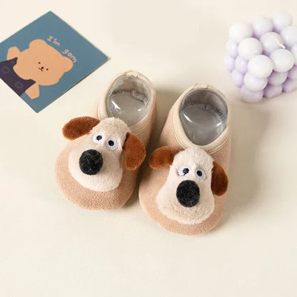 Thickened Cute Puppy Baby Floor Socks Anti Slip Soft Soles Cartoon Early Education Baby Shoes Baby Walking Shoes, Sock Covers