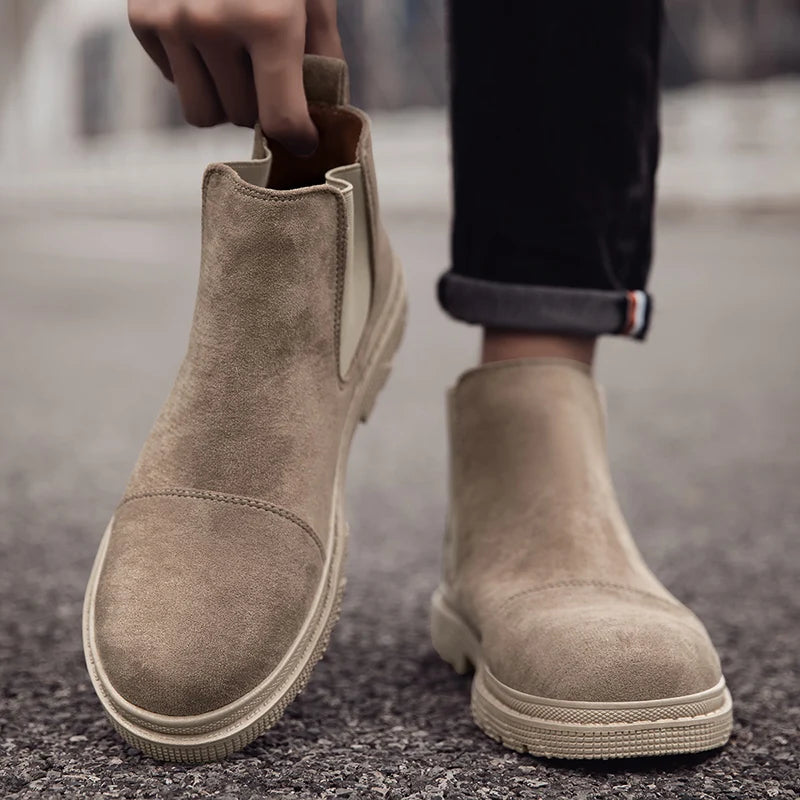 Classic Chelsea Boots for Men British Retro Short Boots Fashionable Versatile Casual Boots Brand High Top Casual Walking Shoes