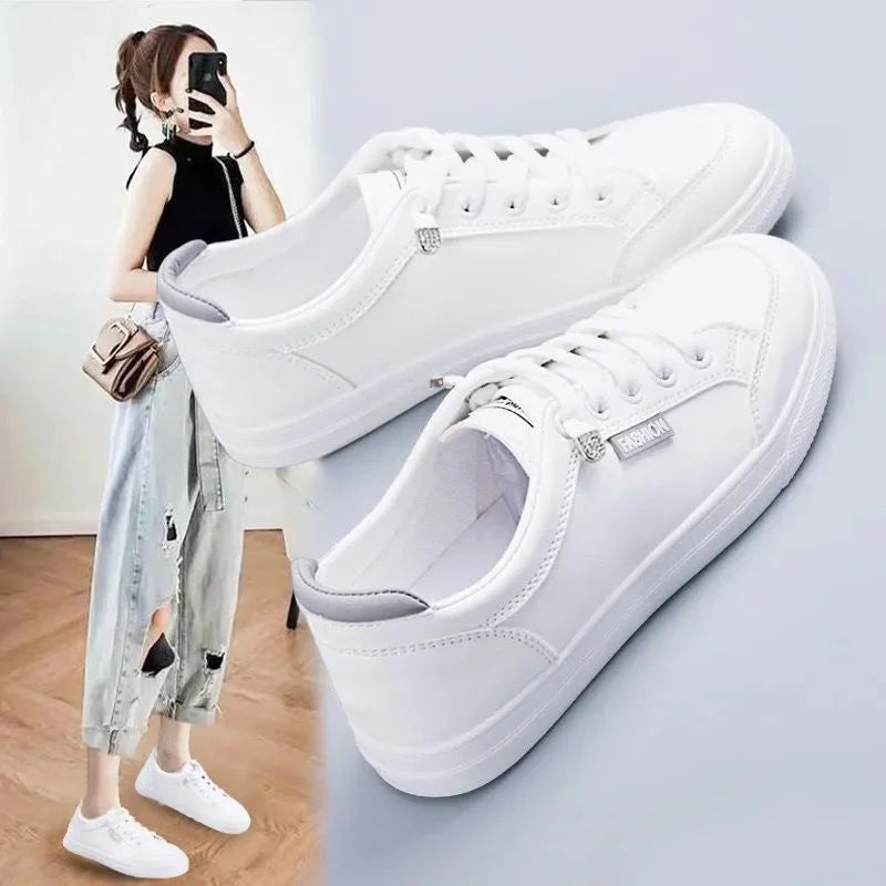 2024 Women Sneakers  Vulcanize Shoes Spring Autumn Breathable Flats Solid Color Mesh Shoes Young Woman Casual White Shoes