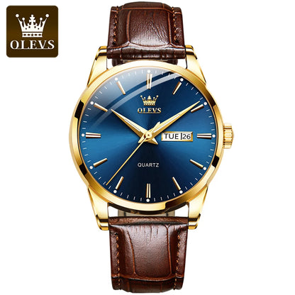 OLEVS Classic Quartz Watch for Men Waterproof Leather strap Calendar Sports Business Men 's Quartz Wrist Watch TOP Brand 6898